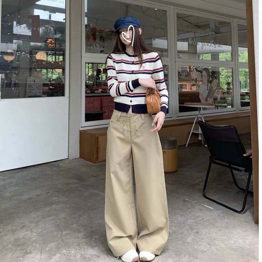 （现货）美拉德慵懒风2025秋季新款直筒休闲裤女复古百搭阔腿裤子女