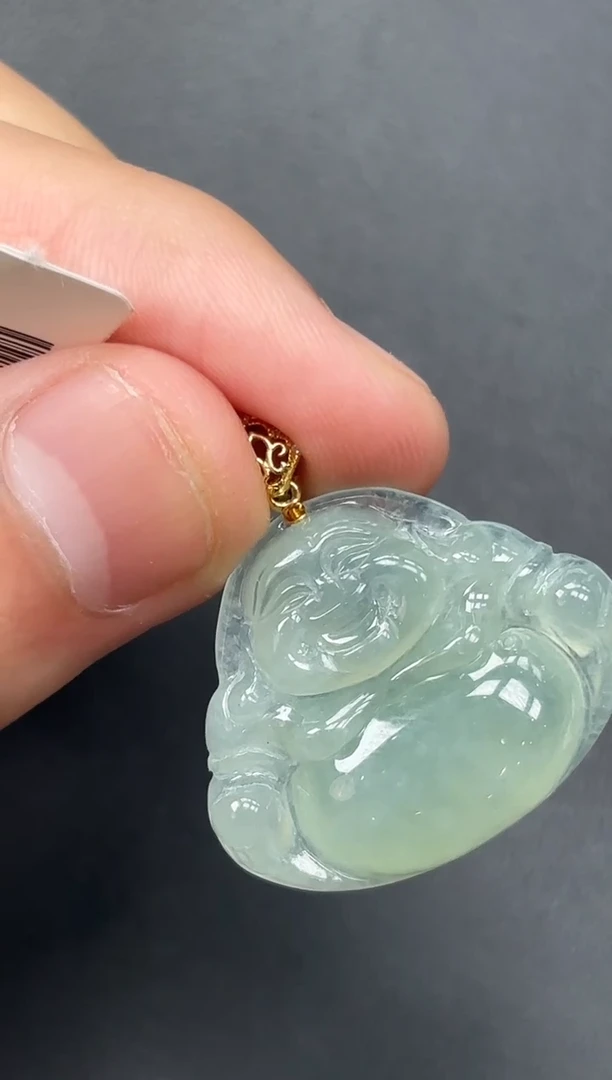 颈饰18K金镶嵌翡翠佛公