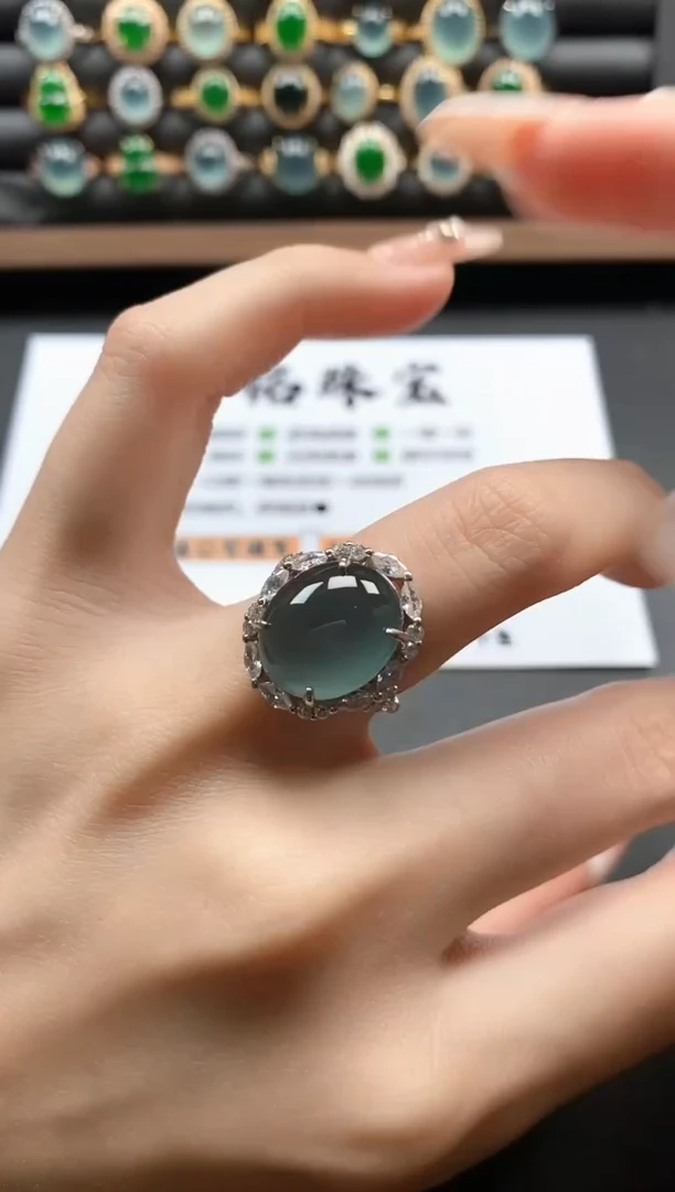 银S925镶嵌戒指翡翠51511