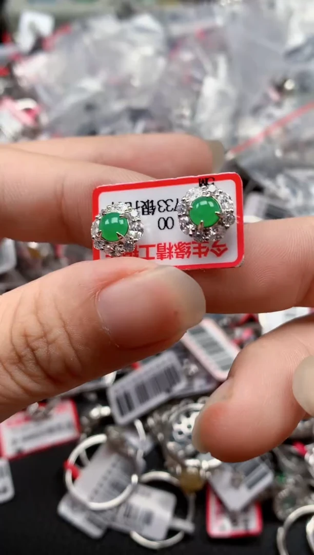 银S925镶嵌戒指翡翠天然A货缅甸翡翠
