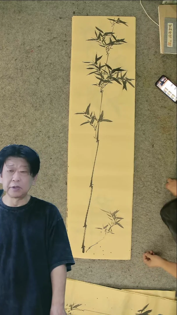 国画四尺对开  墨竹条屏 34*138cm