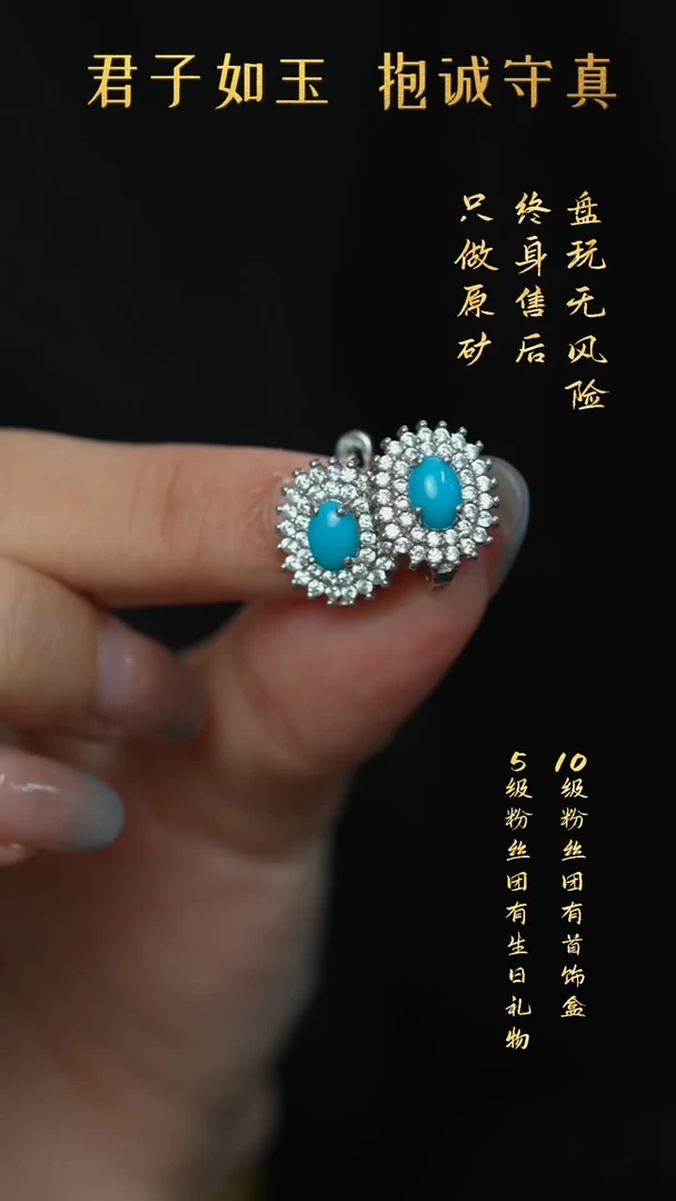 银S925镶嵌绿松石S41（多样性发一件）耳钉