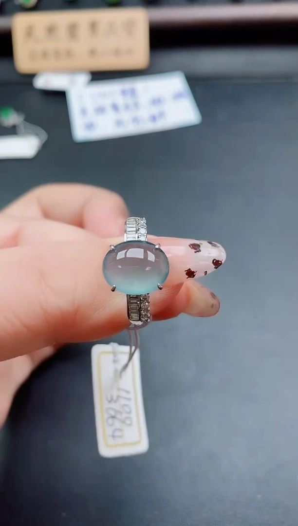 银S925镶嵌戒指翡翠1