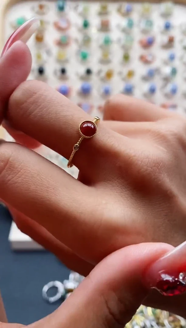 【闪购商品】翡翠戒指银S925镶嵌缅甸天然A货翡翠111 3+6