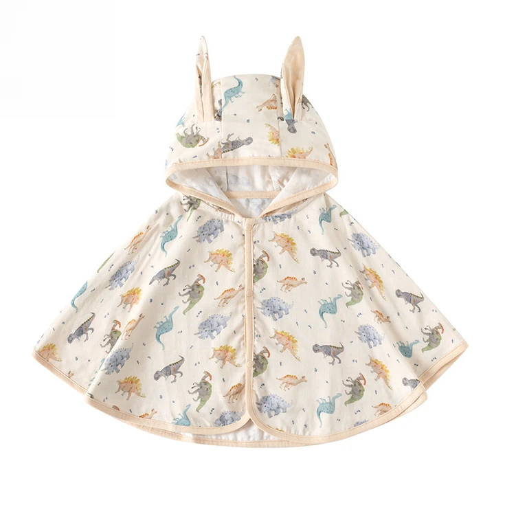 儿童披风春秋夏季薄款披肩婴幼儿宝宝可爱恐龙斗篷纯棉防晒衣短款