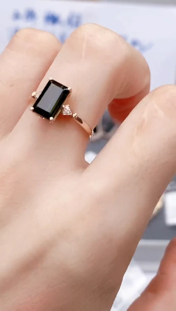 碧玺戒指18K金镶嵌高货14#