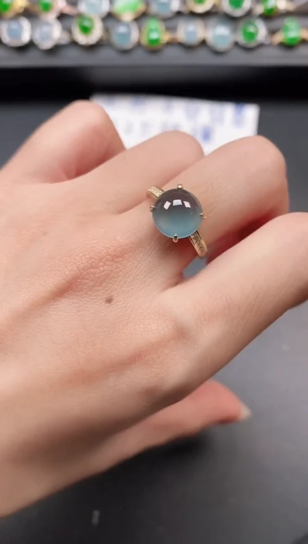 银S925镶嵌戒指翡翠1