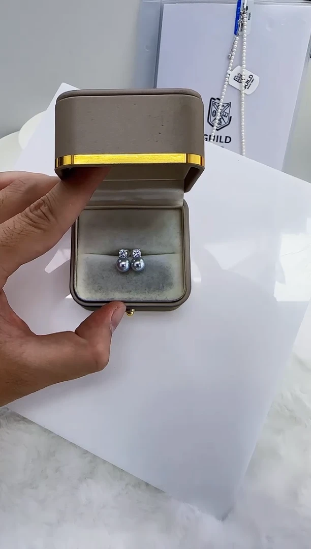 银S925镶嵌海水珍珠DA珍珠耳饰7-8 y016