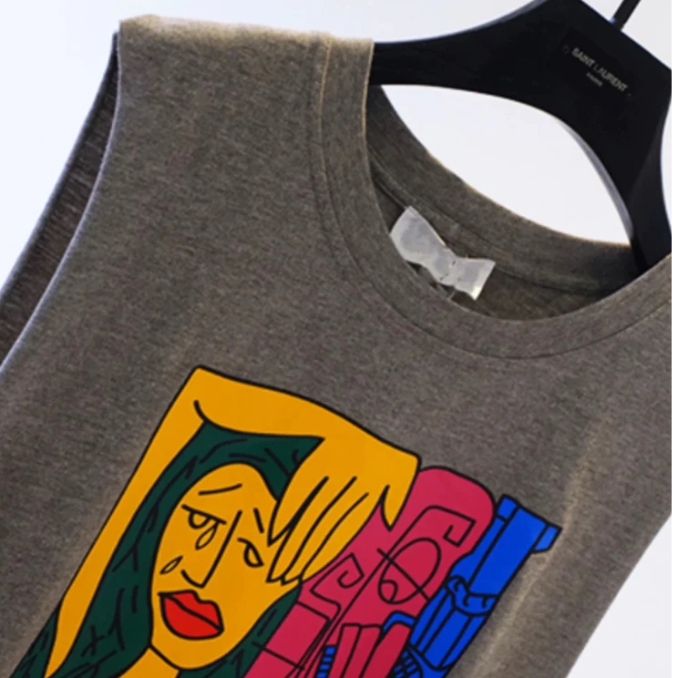 韩版显瘦个性印花无袖长裙