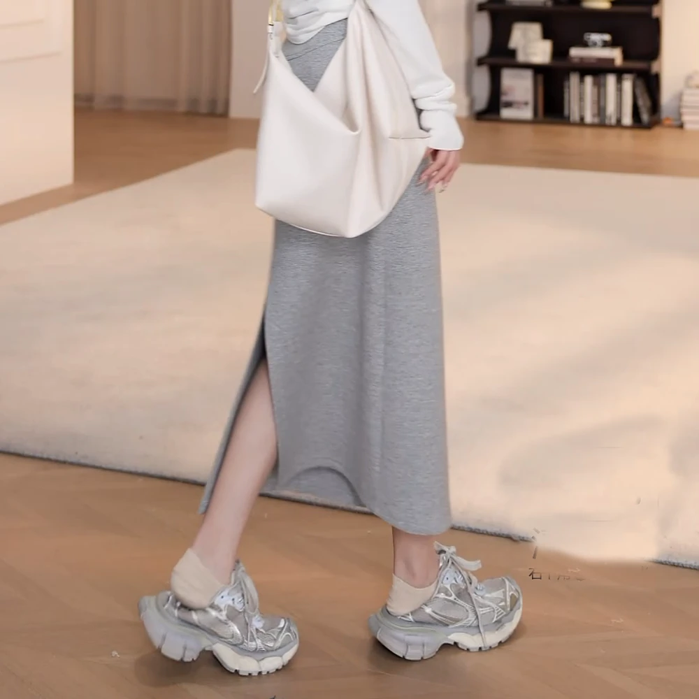 显瘦抽绳高腰半身裙时尚休闲宽松气质韩版收腰中长款减龄