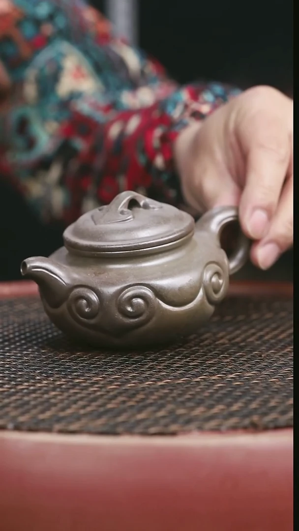 茶壶紫砂柴烧蟹壳青如意仿古180CC青