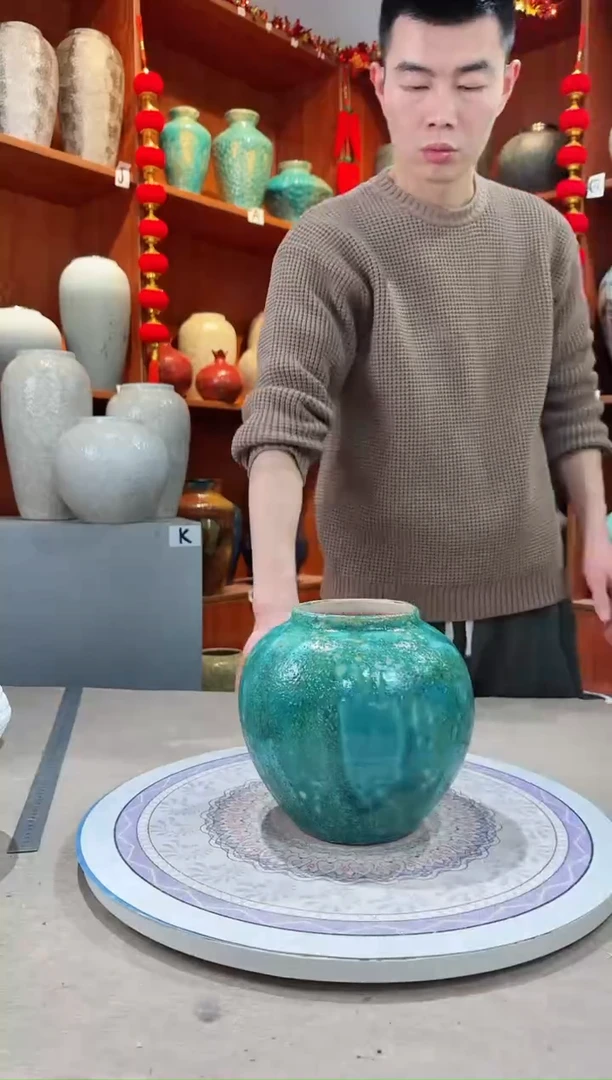 【闪购商品】瓶陶瓷花瓶 无花 微瑕草原绿小号