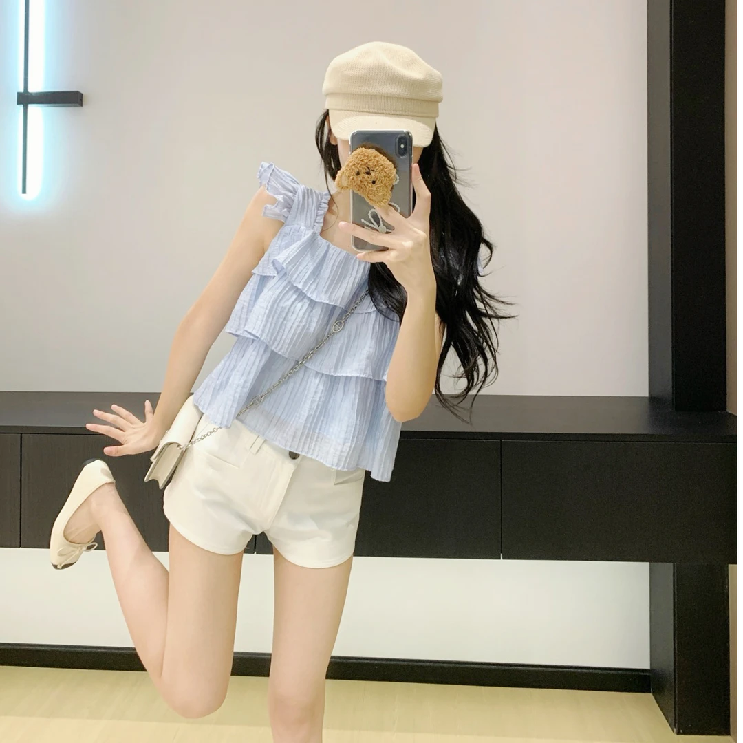 【现货】Leathercat吊带背心女夏外穿盐系减龄宽松显瘦小飞袖上衣