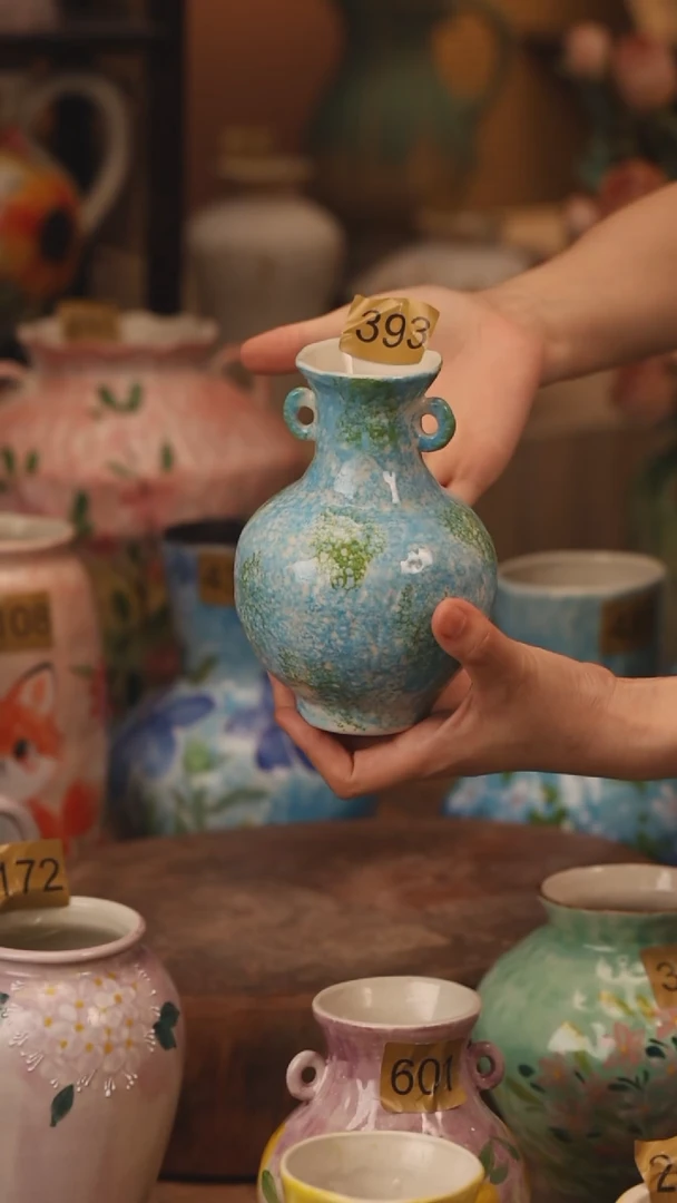 陶瓷393景德镇设计师手作花器摆件侘寂风