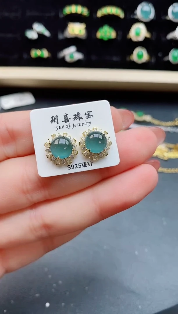 【闪购商品】翡翠耳饰银S925镶嵌121212