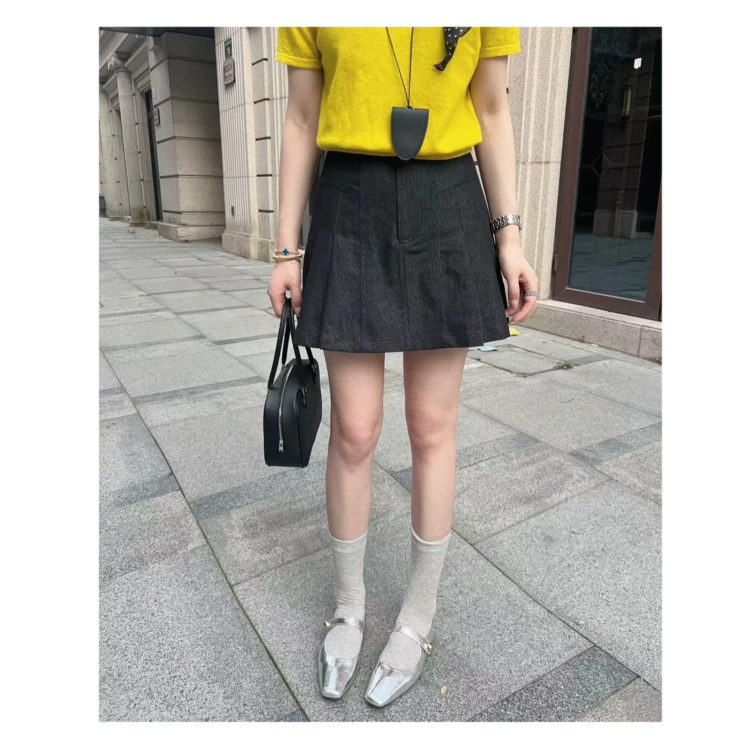【梓铭】20621~你必须有一条百褶裙～时髦百搭显瘦百褶牛仔半身裙