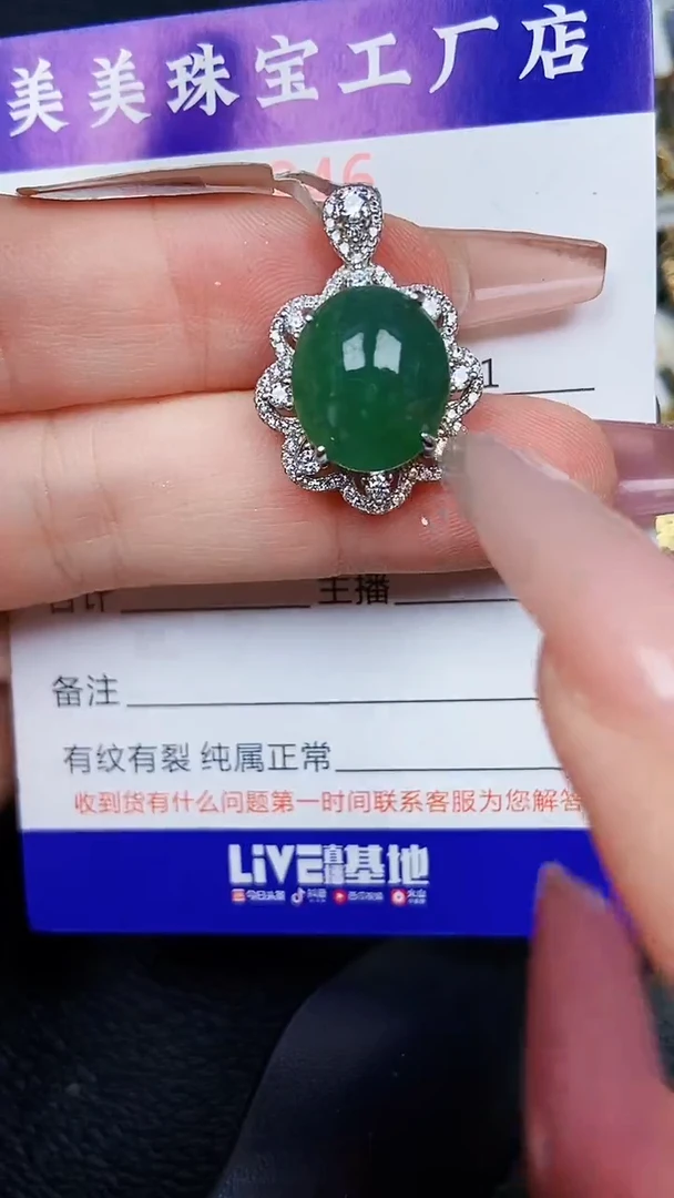 翡翠银S925镶嵌颈饰8246
