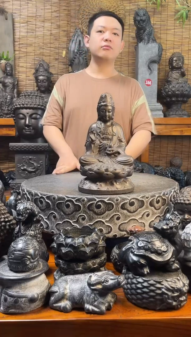 石材30净瓶观音天然青石雕刻