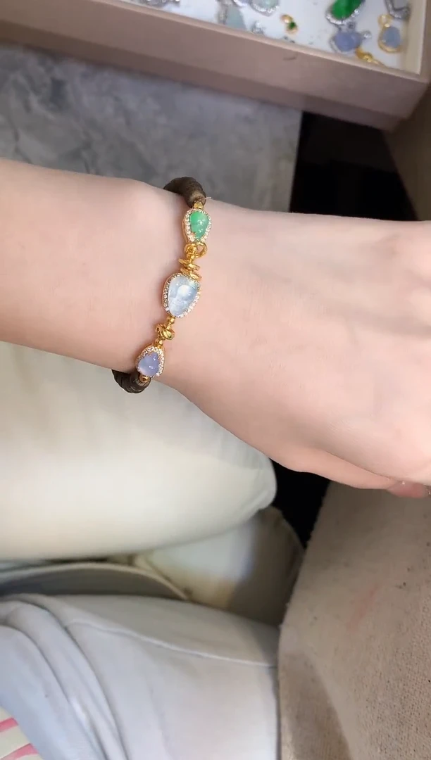 银S925镶嵌手串翡翠手串