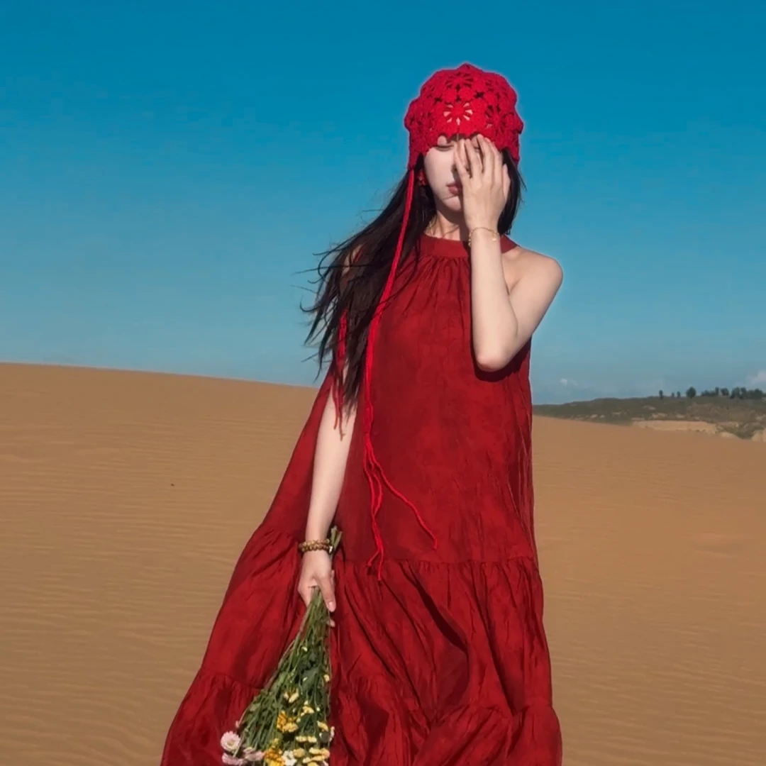 沙漠穿搭陌素小姐连衣裙大西北新疆旅游女装异域风情裙子沙滩裙夏