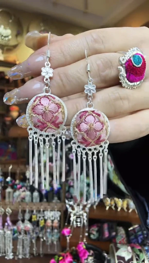 刺绣非遗刺绣民族风耳环