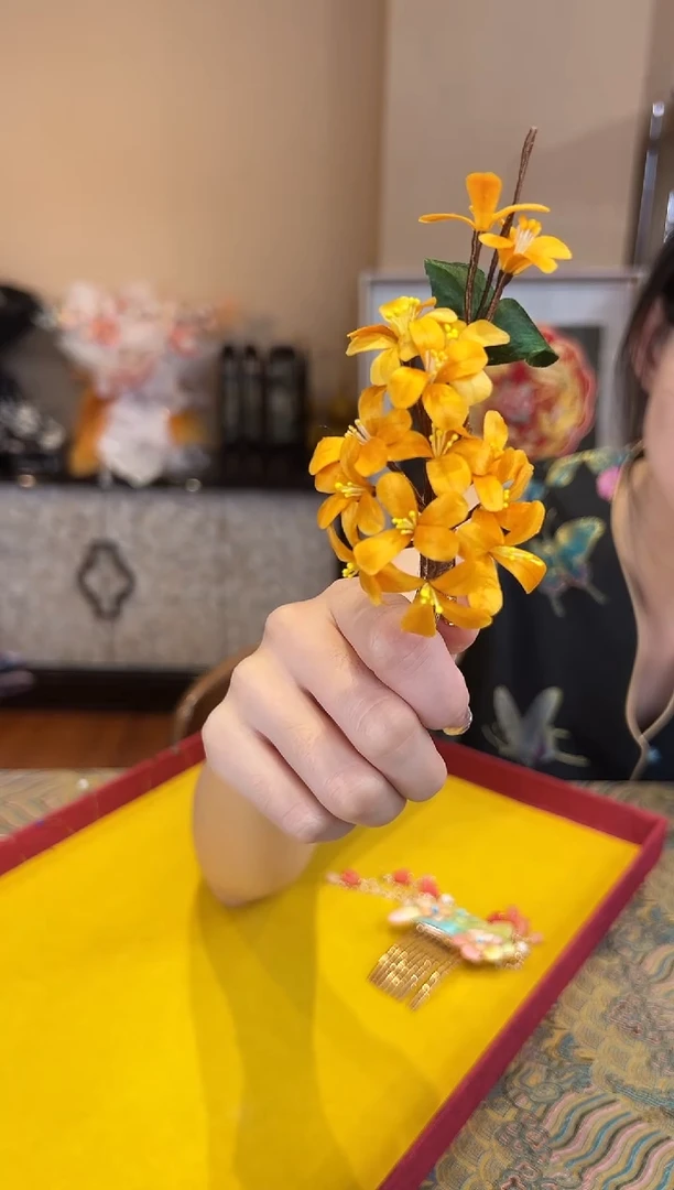 刺绣非遗绒花（发饰）