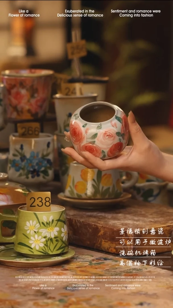 陶瓷景德镇高温手绘釉下彩绘设计师款式