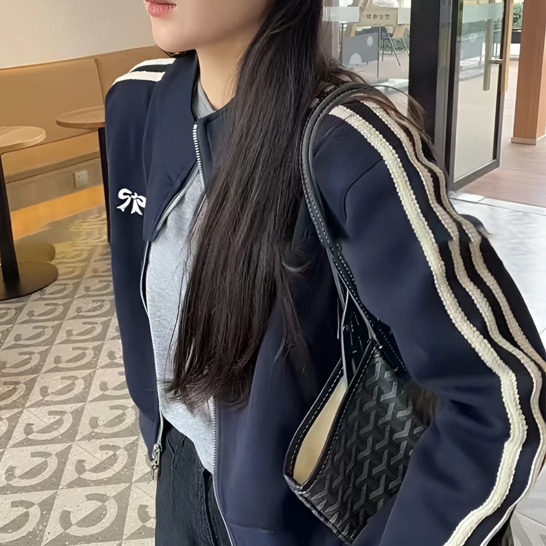 韩韵小爱优选 韩国东大门2025春季新款女士拼接蝴蝶结条纹外套
