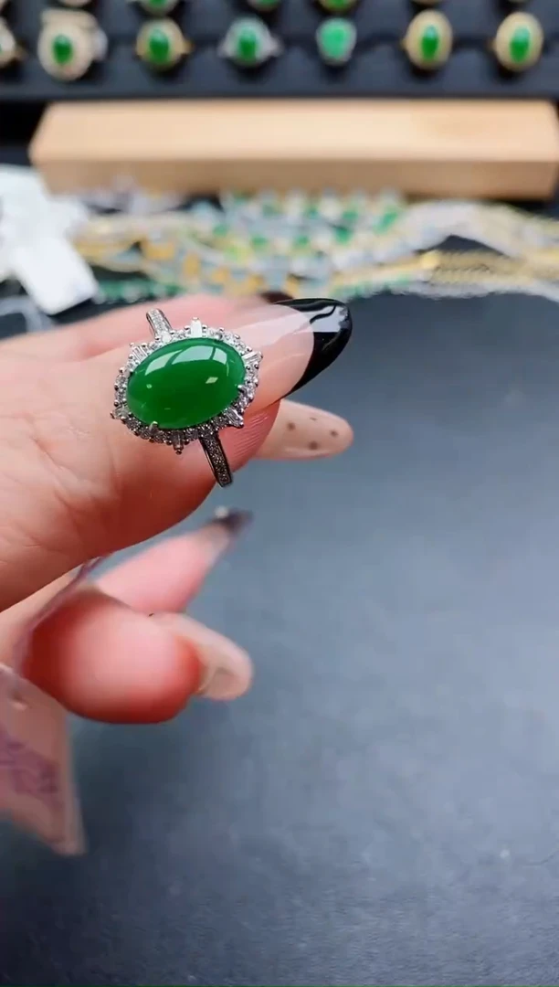 银S925镶嵌戒指翡翠1