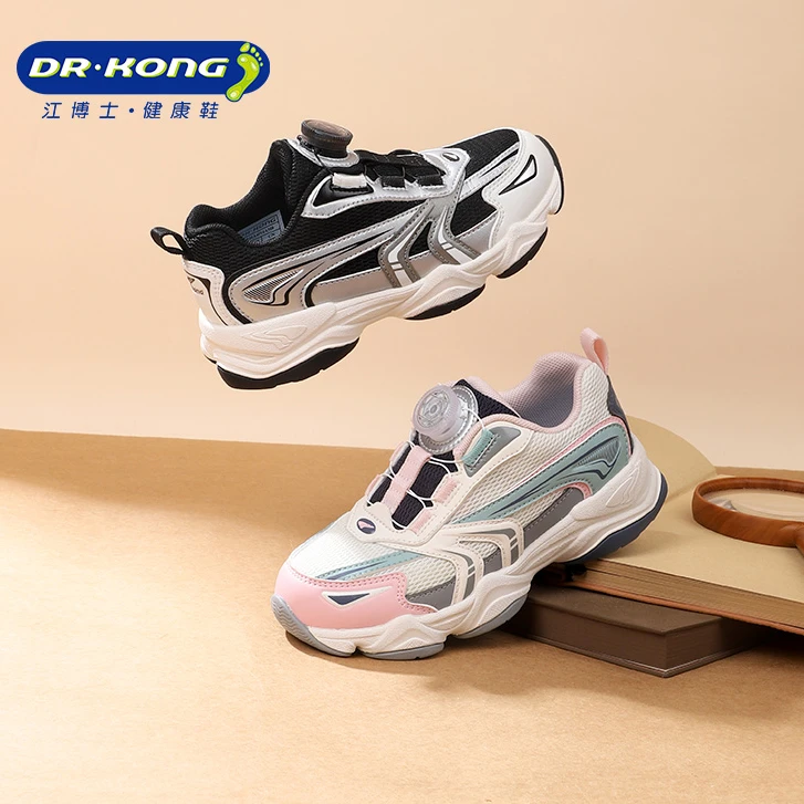 Dr.kong/江博士童鞋冬季网面运动鞋休闲鞋舒适透气旋钮扣男童女童