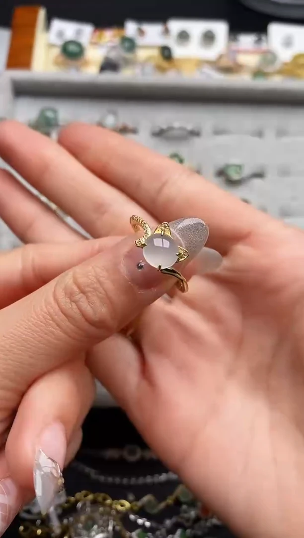 【闪购商品】翡翠戒指银S925镶嵌777777777+4