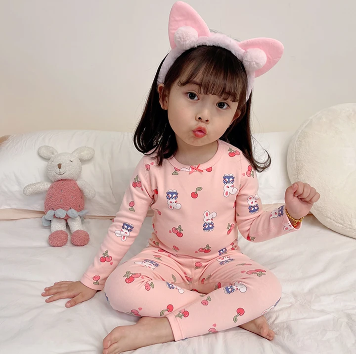 A25 儿童秋衣套装  樱桃小兔【280克棉】