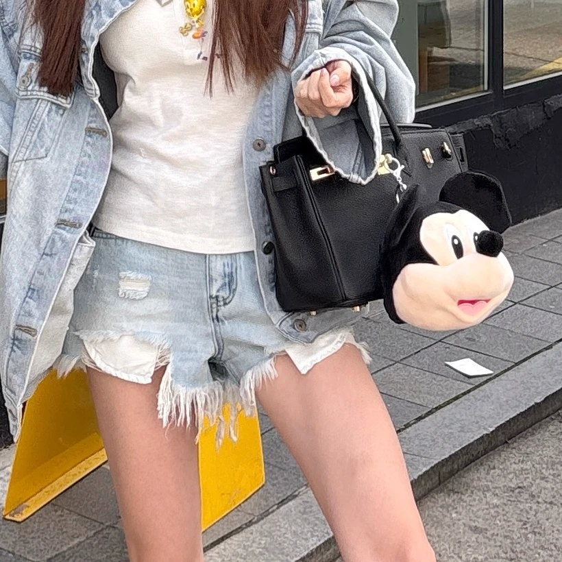 【陶格】夏季新款流苏设计微破坏牛仔短裤25B2K1155