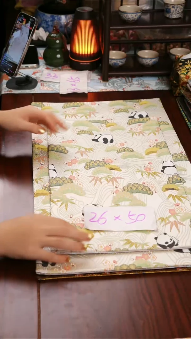 【熊猫双面】中国风干泡织锦茶席33*65