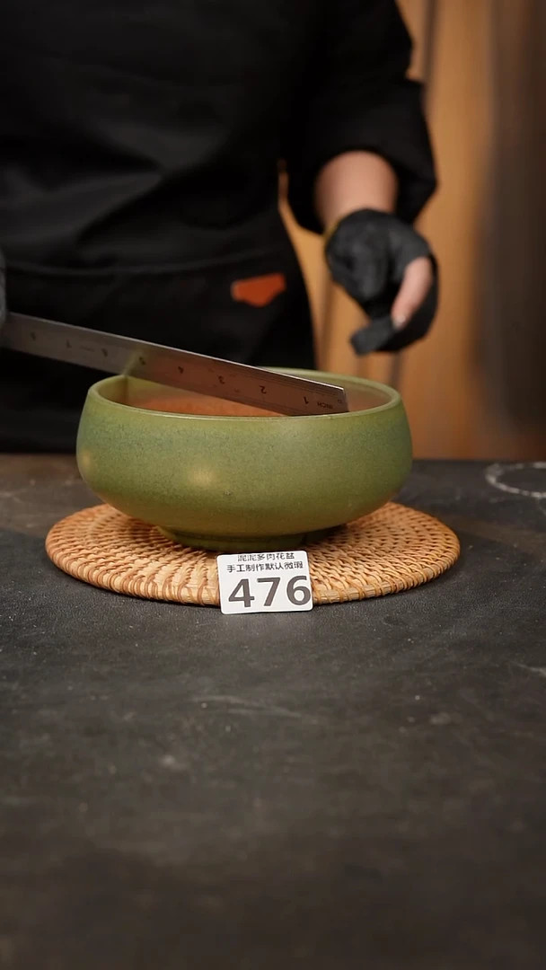 【闪购商品】瓷片 476泥泥手工花盆口14高7