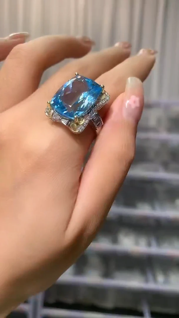 银S925镶嵌戒指托帕石【宝石世家严选】