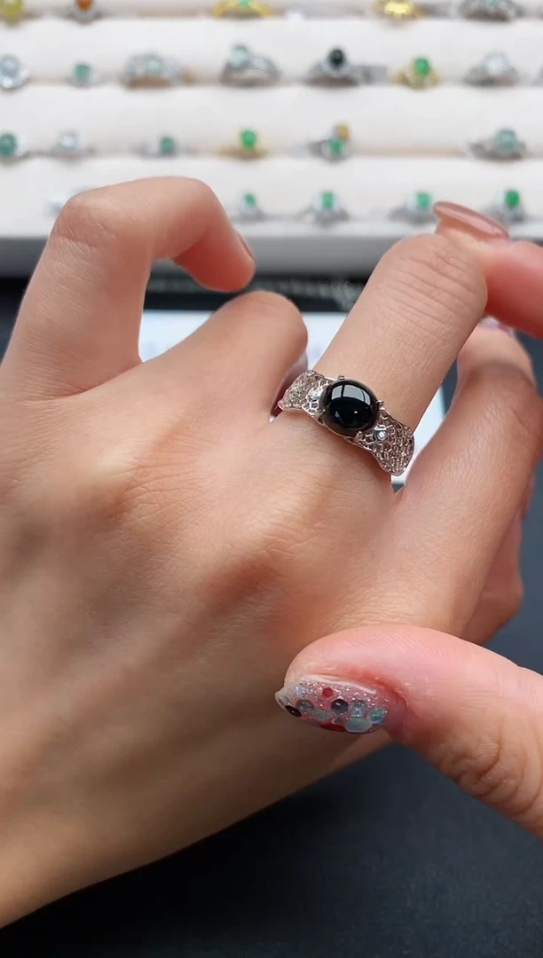 银S925镶嵌戒指翡翠111111111+7