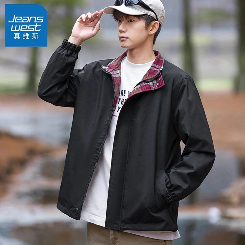 真维斯春季运动休闲户外百搭男女同款夹克简约潮流防风高质量外套