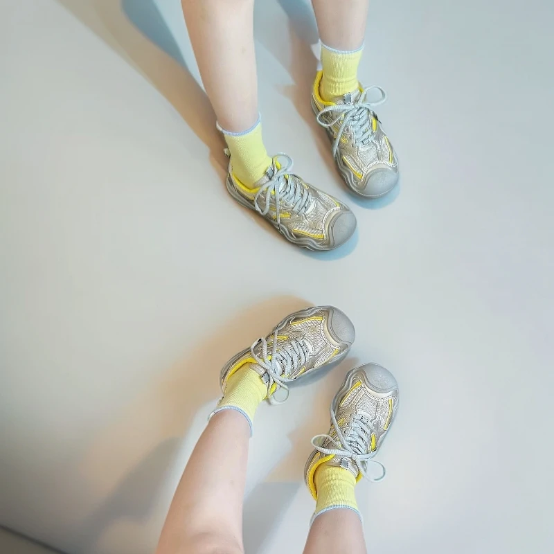 时尚白色增高厚底德训鞋女2025新款夏季百搭轻便运动老爹鞋子D-1