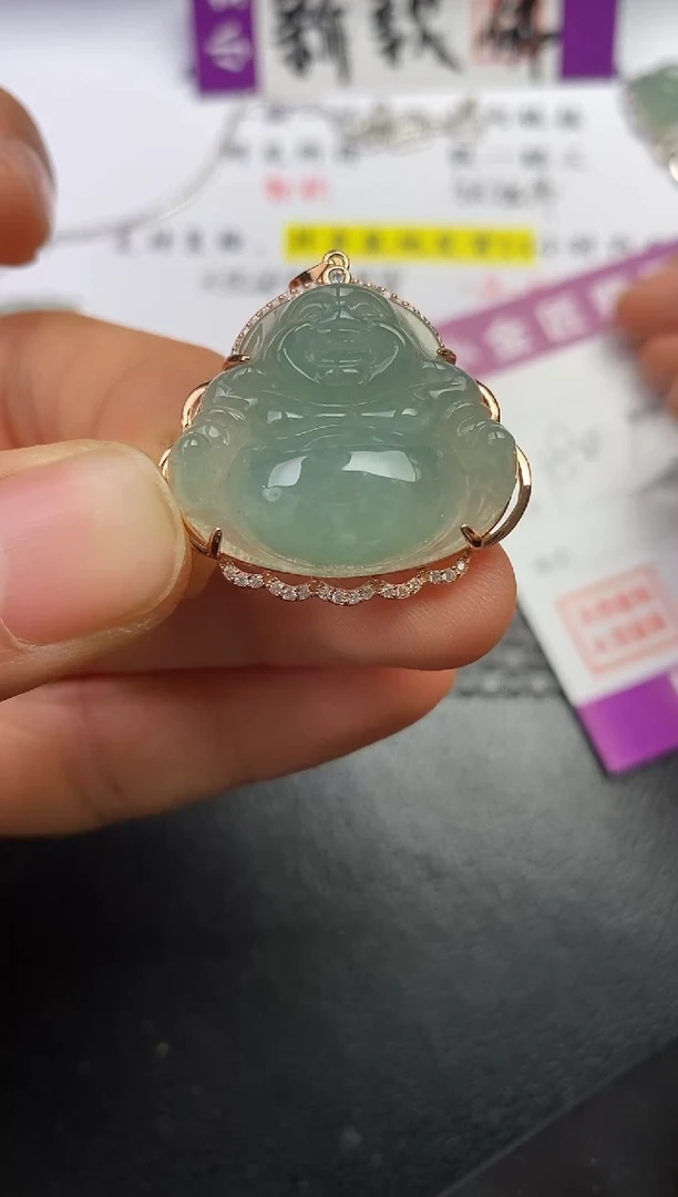 颈饰银S925镶嵌翡翠纤*结挂件