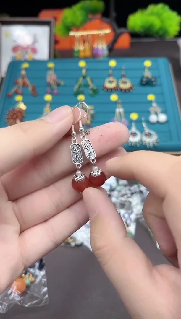 【闪购商品】南红玛瑙耳饰银S925镶嵌730000