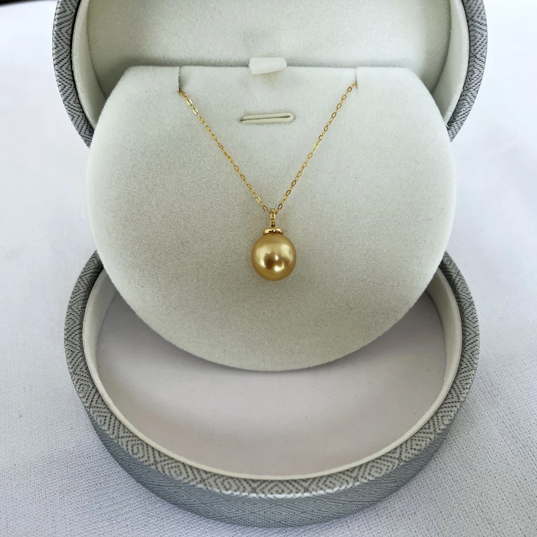 海水南洋金珠万能扣吊坠18K金镶嵌简约百搭