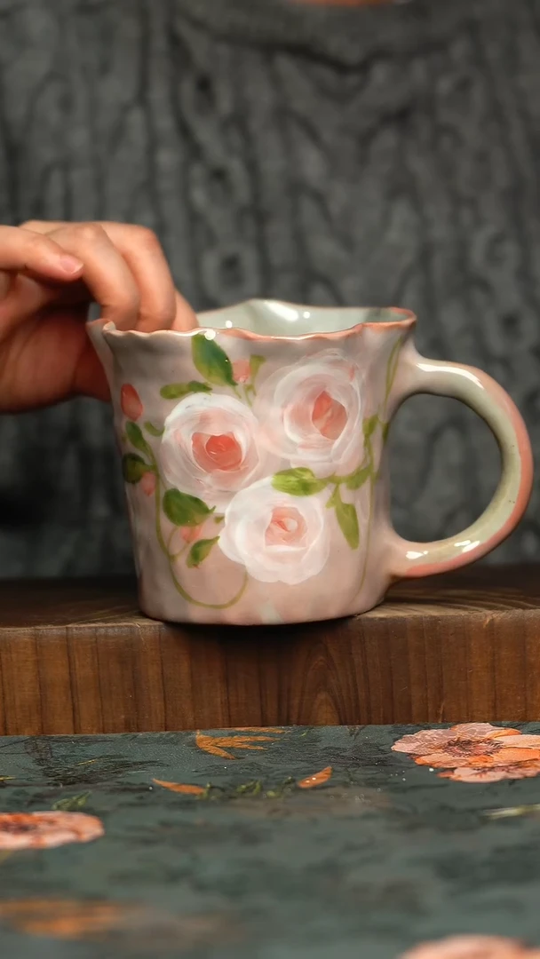 杯釉下彩手工手绘同款陶器