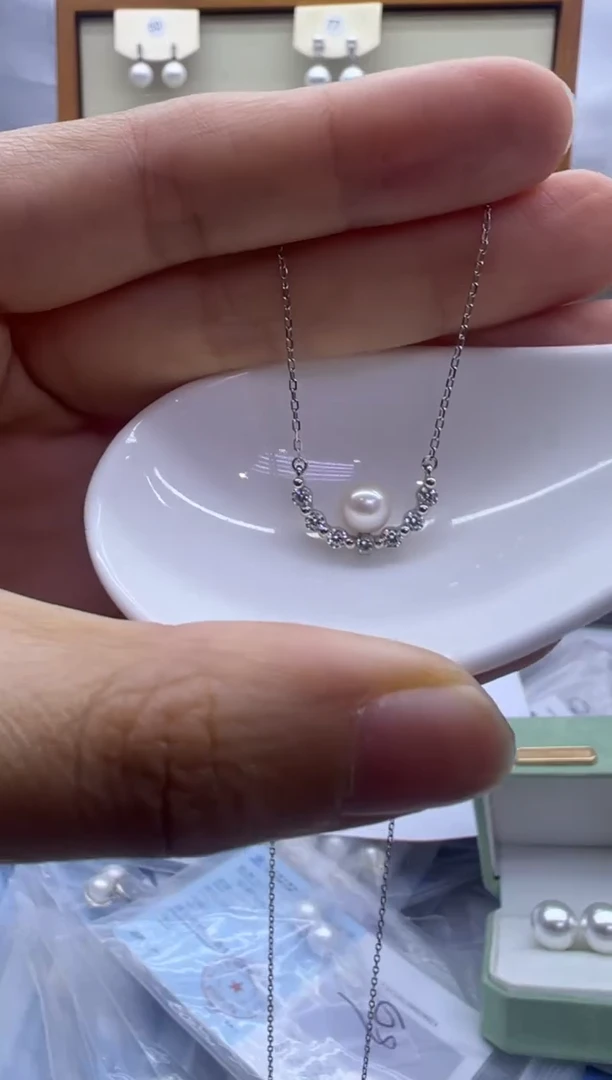 吊坠(不含链)银S925镶嵌淡水珍珠孤