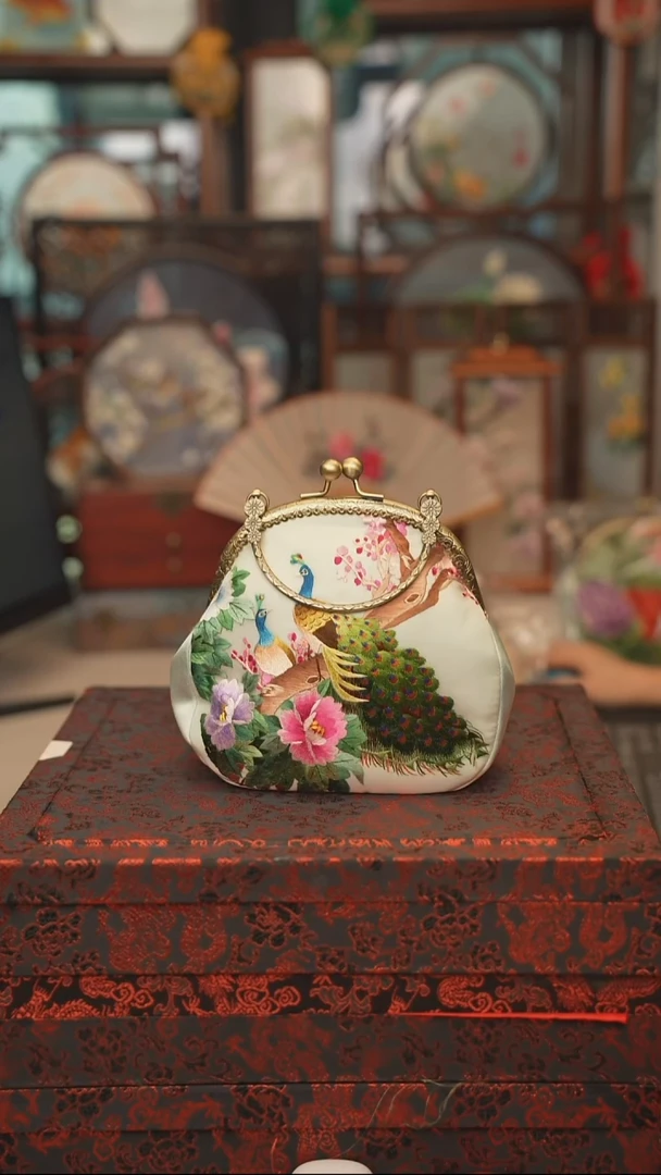 扇子包包 绣花双面非遗