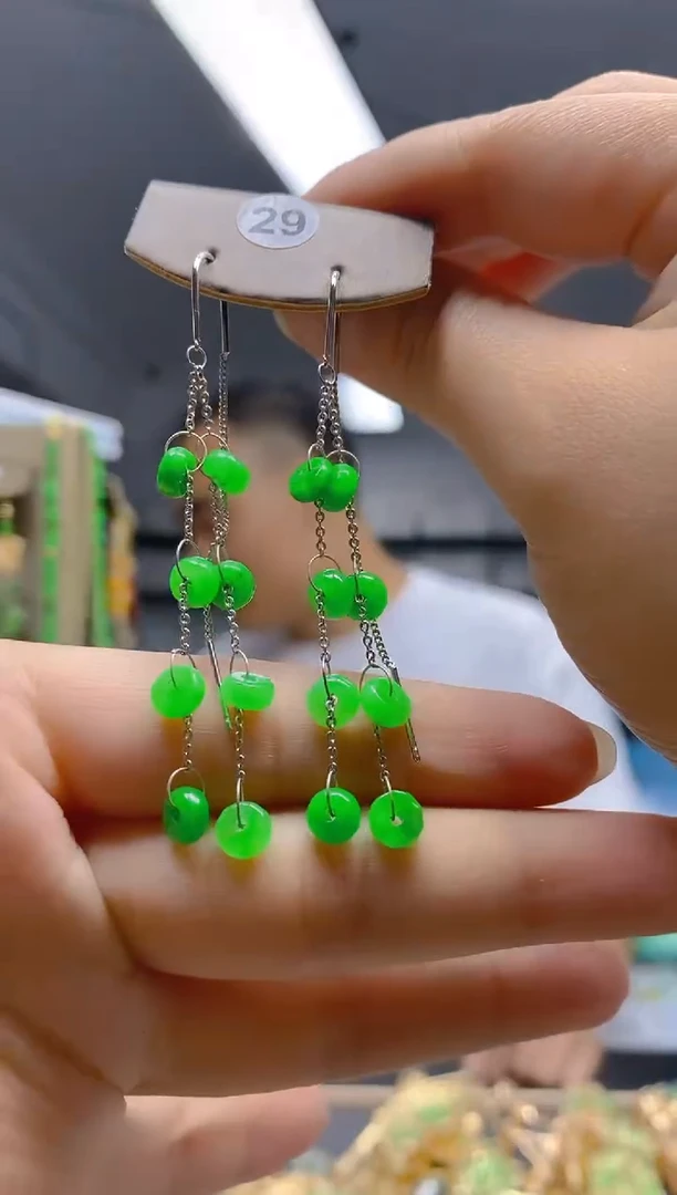 翡翠银S925镶嵌耳饰0168翡翠耳钩耳线