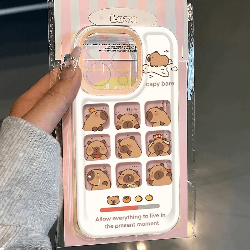 九宫格水豚适用于iPhone16/15透明14手机壳13pro软壳12创意11文艺