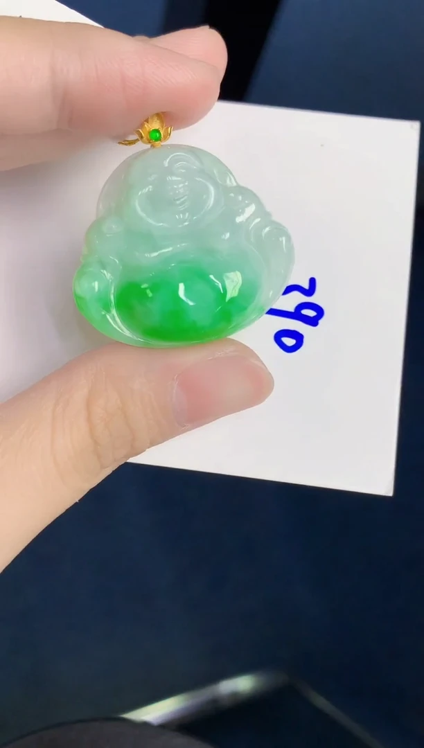 颈饰18K金镶嵌翡翠天然翡翠缅甸A货