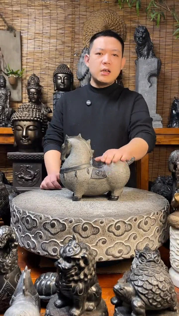 石材30唐马天然青石雕刻