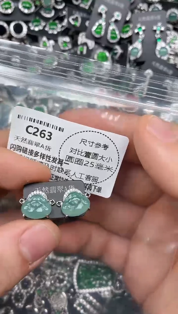 颈饰未镶嵌翡翠C263耳钉